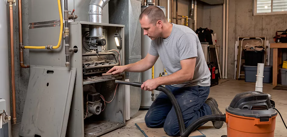 Burner and Heater Compartment Lint Removal in Passaic